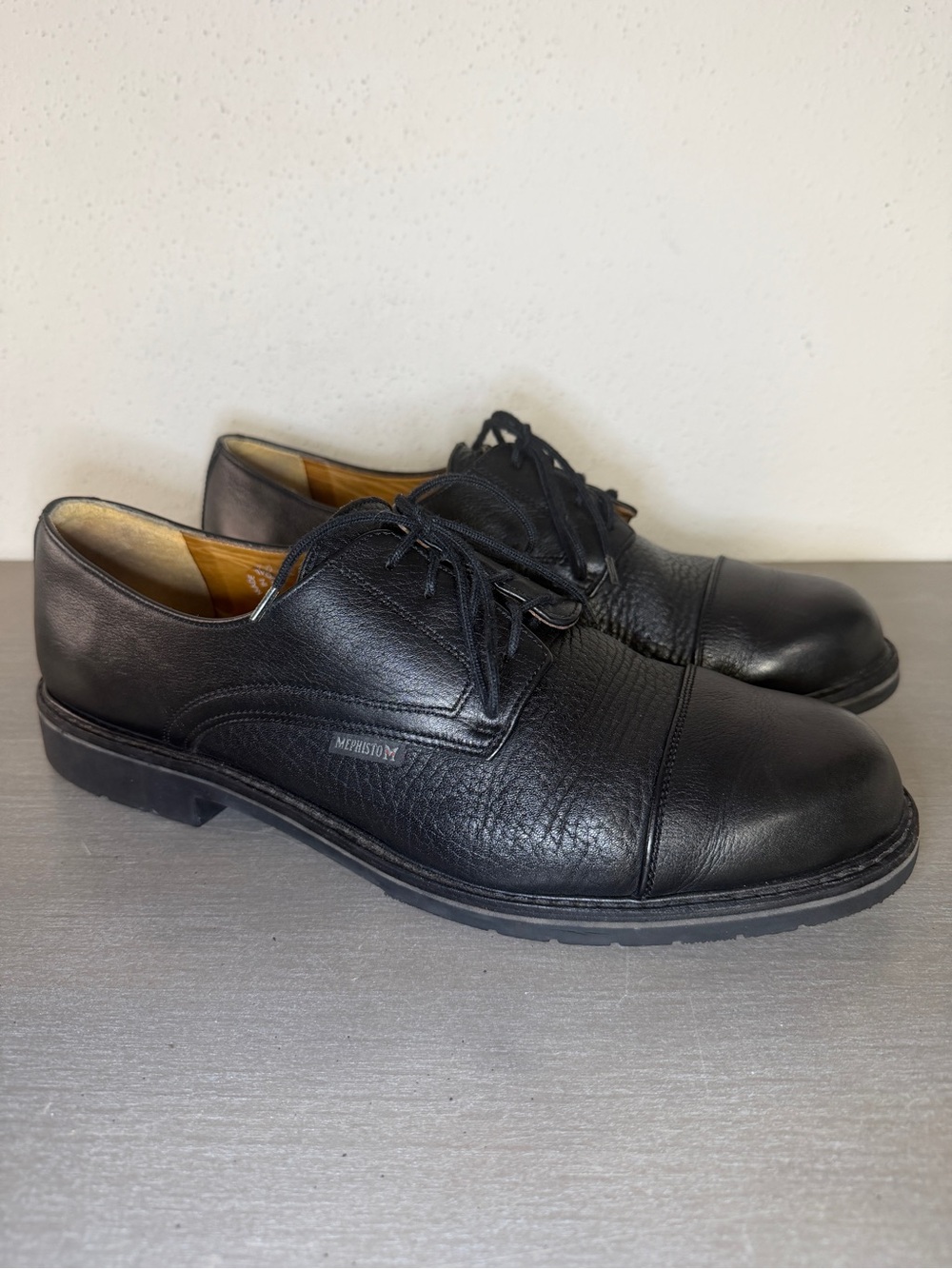 Mephisto Oxfords Dress Shoes Goodyear Welt Sz 13 Black Leather Cap Toe